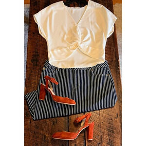 Womens Blue and White Denim Blue Jean Skirt Size 8